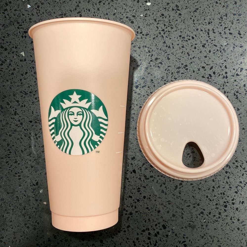 Starbucks Pink Cup, venti, 24 fluid ounces, 709 mL, used once